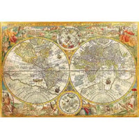 Mappa antica puzzle 2000 pezzi con mappa mondiale in stile antico dettagliata con bordi dorati e colori vintage crema verde marrone