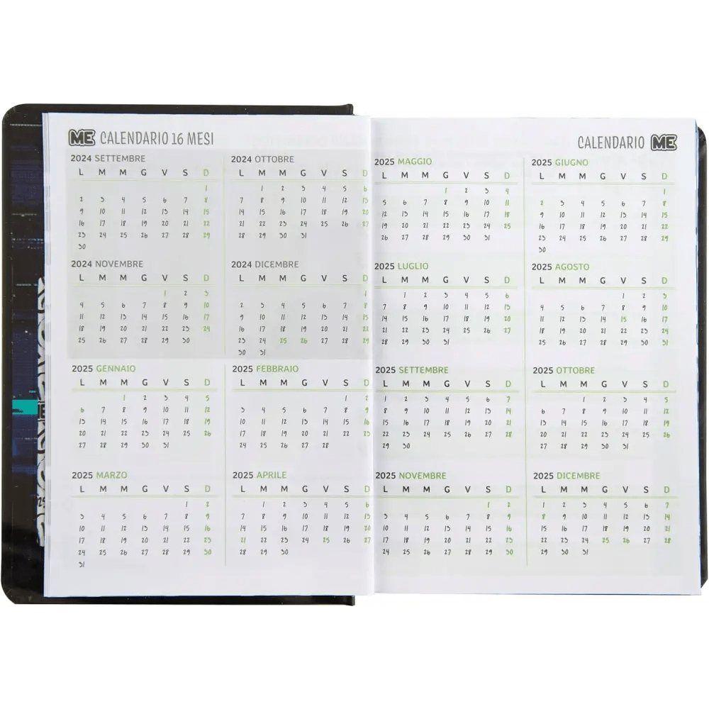 ME Agenda Taccuino 16 Mesi nera grafica "uguale" - Giocattoli e Bambini - Toys Store8058263202244