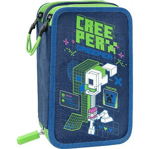 MINECRAFT Astuccio 3 Scomparti con cancelleria