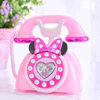 Minnie mouse telefono rotante rosa con fiocco lucido orecchie nere e finestra a cuore con personaggi disney