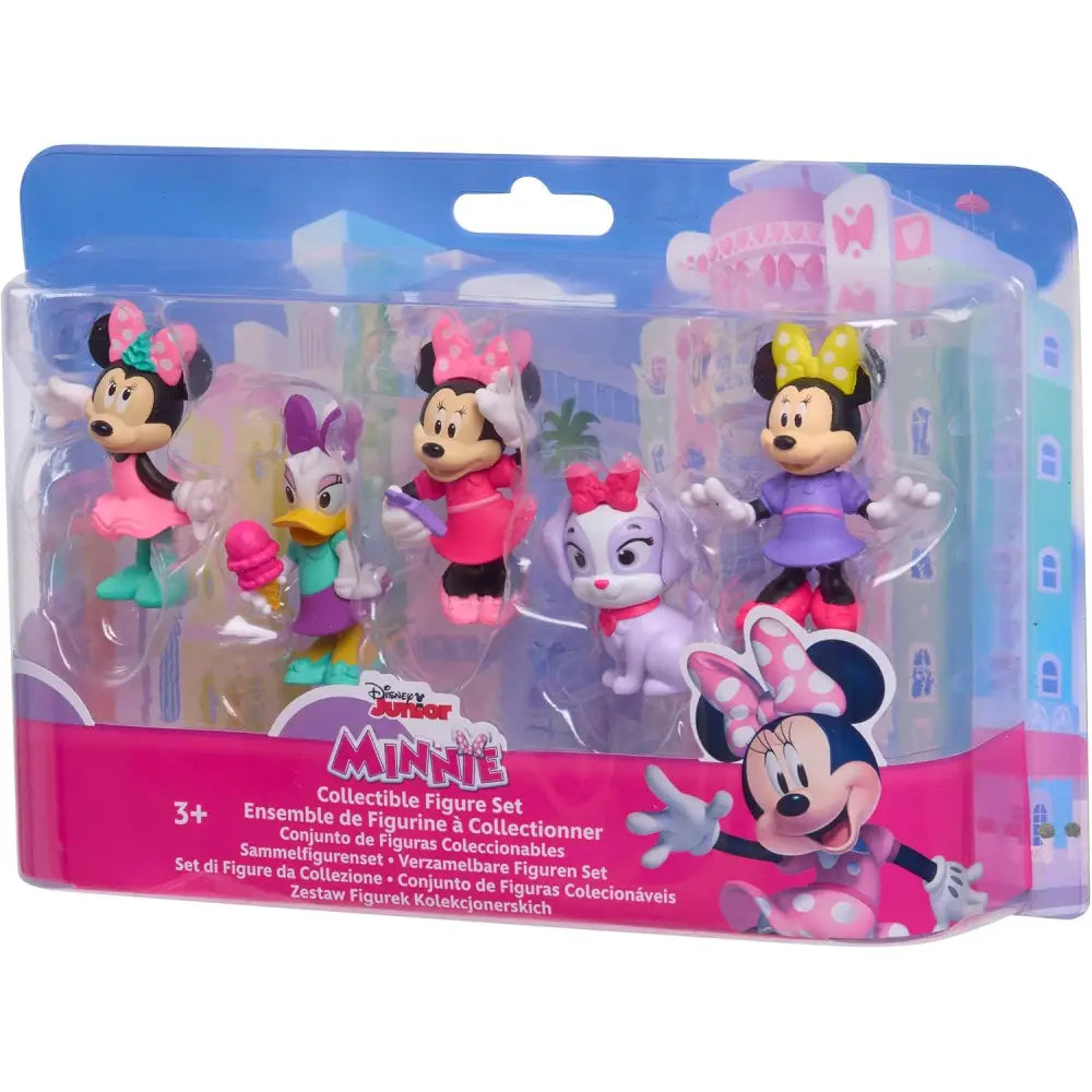 Minnie pack di just play set da collezione disney minnie con cinque personaggi colorati inclusi cane bianco con fiocco rosso