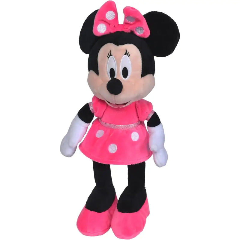 Plush minnie peluche 35 cm simba con vestito rosa a pois e fiocco abbinato morbido e dettagliato
