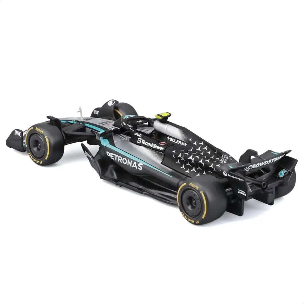 Modellino scala 1 43 kimi antonelli mercedes f1 w16 formula 1 nero e teal con sponsor petronas teamviewer solaire