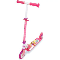 Monopattino principesse disney rosa e bianco con ruote glitterate e manopole antiscivolo decorato con personaggi principesse disney