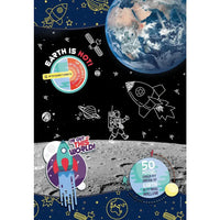 Poster educativo a tema spazio con terra luna razzi astronauti e curiosità colorate del puzzle national geographic kids 104 pezzi