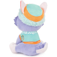 Pluche paw patrol everest 15 cm di colore viola con cappello peloso turchese e arancione e outfit coordinato