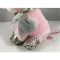 Peluche gattina fiona ty beanie boos rosa con zampette glitterate argento e targhetta a forma di cuore fiona