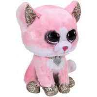 Peluche gattina fiona ty beanie boos rosa con orecchie, zampe glitter oro e ciondolo a cuore argento