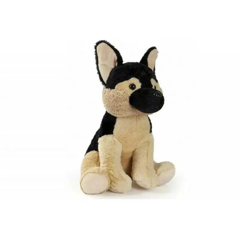 Peluche pastore tedesco 50 cm con pelliccia nera e marrone, orecchie in tessuto morbido e naso ricamato