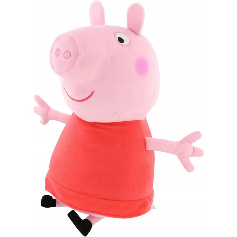 Peluche peppa pig originale hasbro rosa con vestito rosso e scarpe nere 50 cm xl