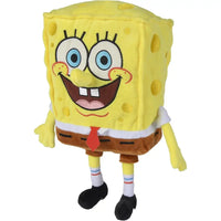 Peluche spongebob 35 giallo con dettagli ricamati tuta rossa e pantaloni marroni spedizione veloce simba toys