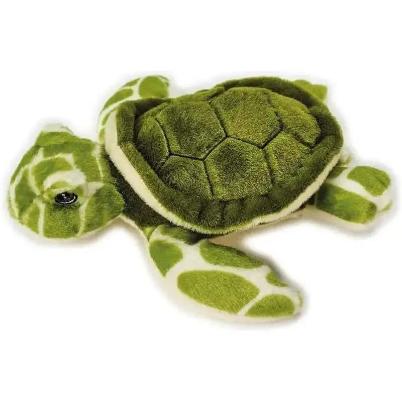 Peluche tartaruga verde con accenti bianchi e guscio morbido e testurizzato misura 25 cm