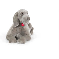Peluche trudi weimaraner wolfgang taglia xxl morbido tessuto grigio con etichetta rossa