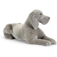 Plush peluche trudi weimaraner wolfgang taglia xxl con pelo lungo grigio morbido e cuciture dettagliate