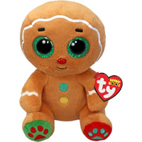 Peluche ty beanie boos nutmeg ometto di pan di zenzero marrone con occhi verdi glitter e impronte colorate ai piedi 15 cm