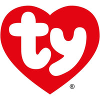 Logo rosso a forma di cuore con lettere bianche ty allinterno su peluche ty beanie boos nutmeg zenzero beanie boos