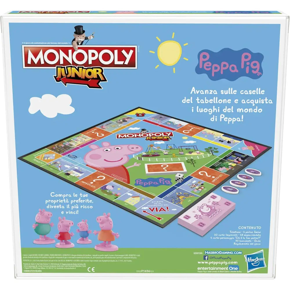 Peppa pig monopoly junior board game with colorful cartoon characters and vibrant property spaces for kids entertainment