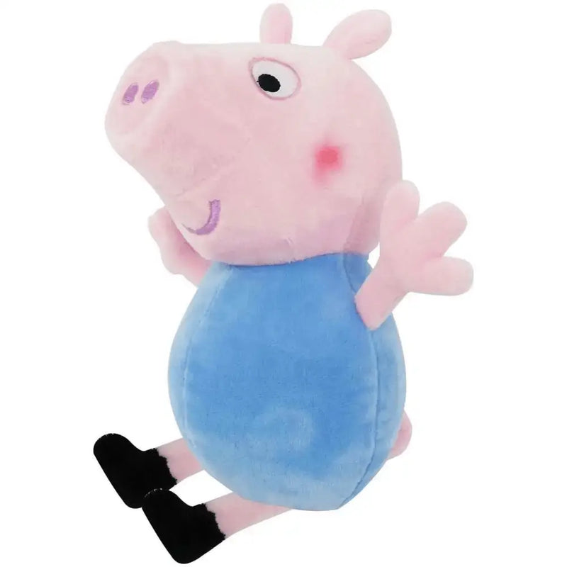 Peppa pig peluche rosa 61 cm george con outfit blu e scarpe nere in morbido tessuto peluche