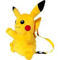 Pokemon zainetto peluche giallo modello pikachu con orecchie nere, guancia rossa, tessuto morbido e spallacci regolabili