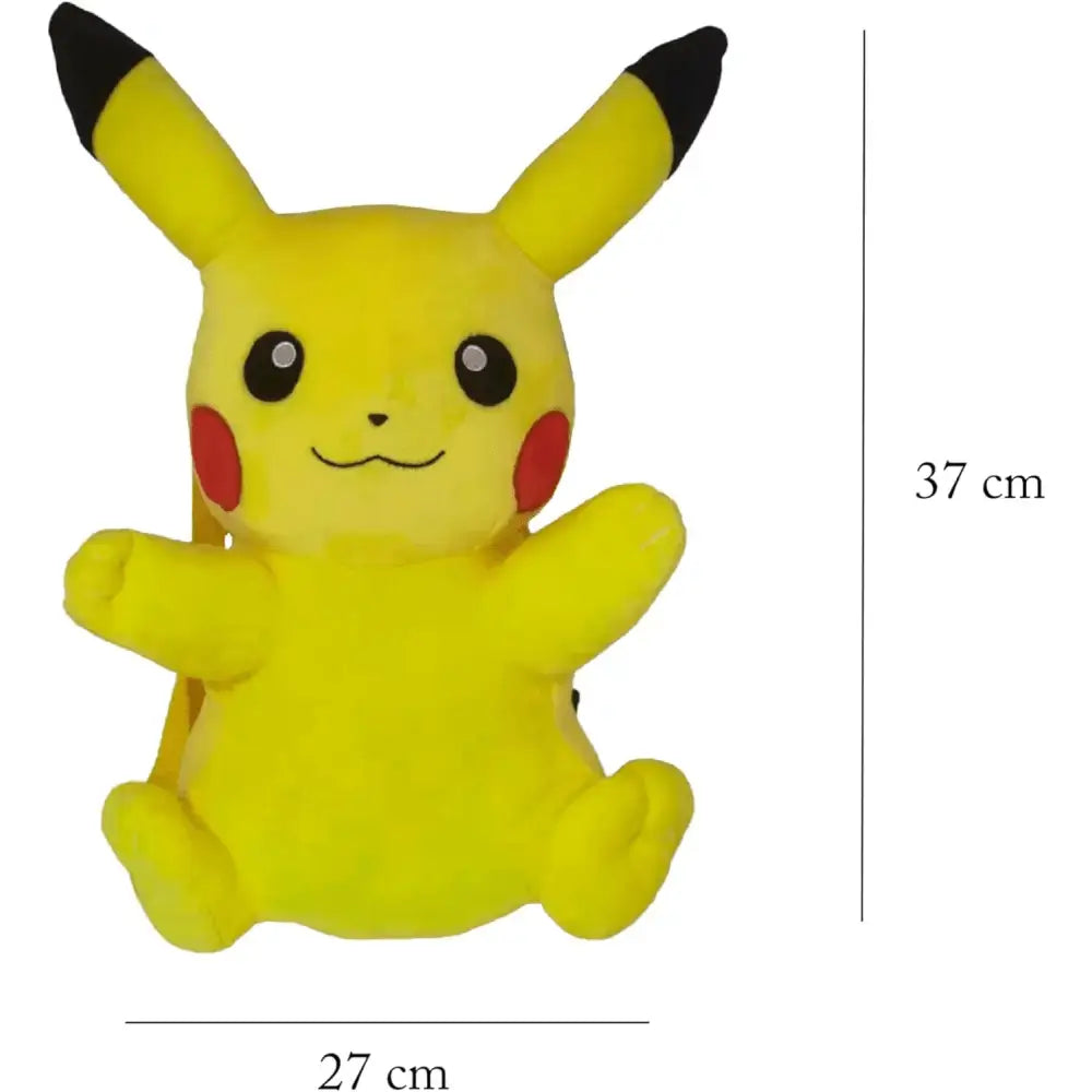 Zainetto peluche pikachu giallo con orecchie nere punta e guance rosse in tessuto morbido peluche pokemon zainetto