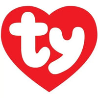 Logo rosso a forma di cuore con lettering bianco ty su portachiavi peluche beanie boos clips cane muddles