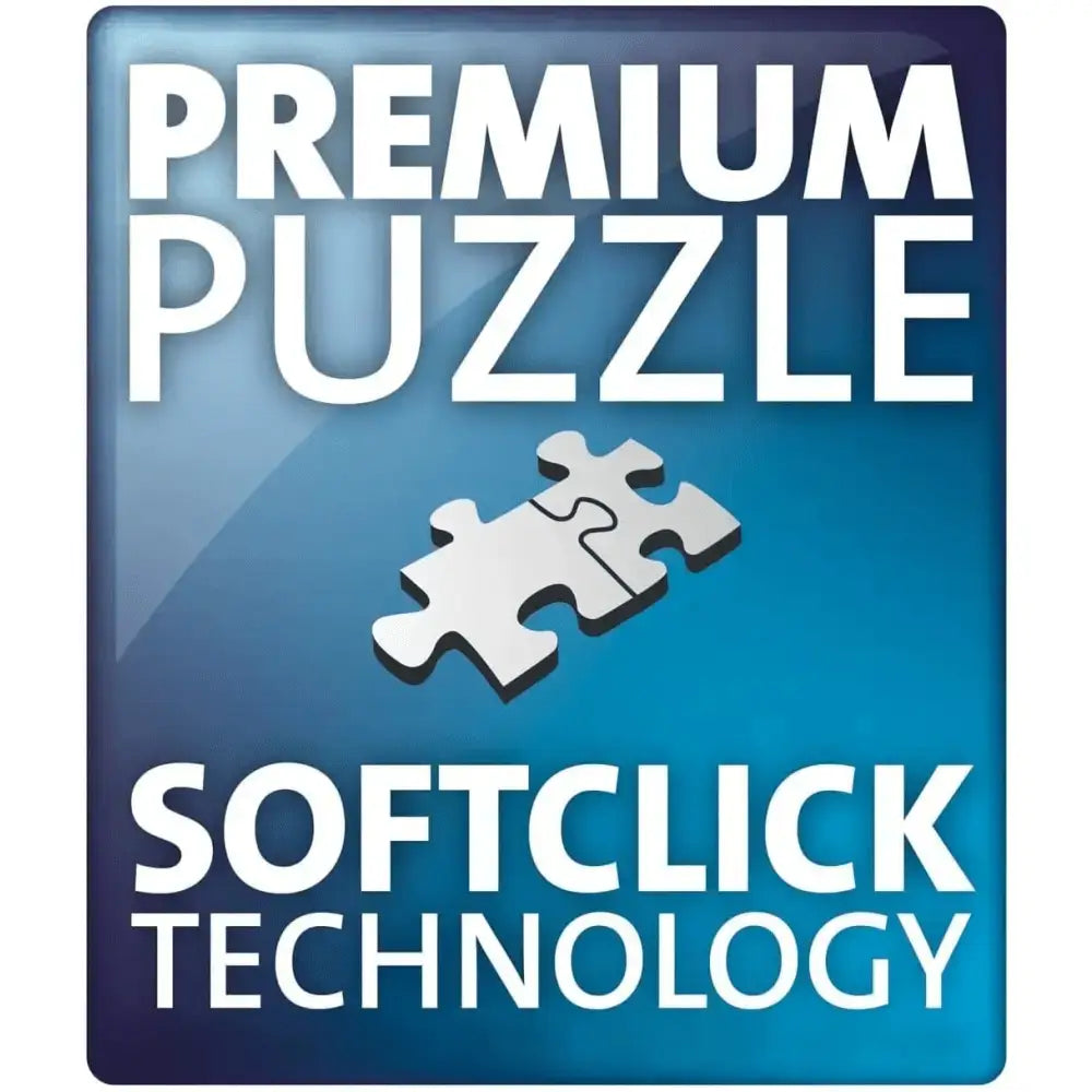 Scatola puzzle 1000 pezzi la vergine di klimt con sfumatura blu testo bianco e pezzo jigsaw argento