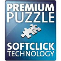 Scatola puzzle 1000 pezzi la vergine di klimt con sfumatura blu testo bianco e pezzo jigsaw argento