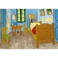 Puzzle 1000 pezzi van gogh con immagine di letto in legno con testiera curva e coperta rossa della museum collection