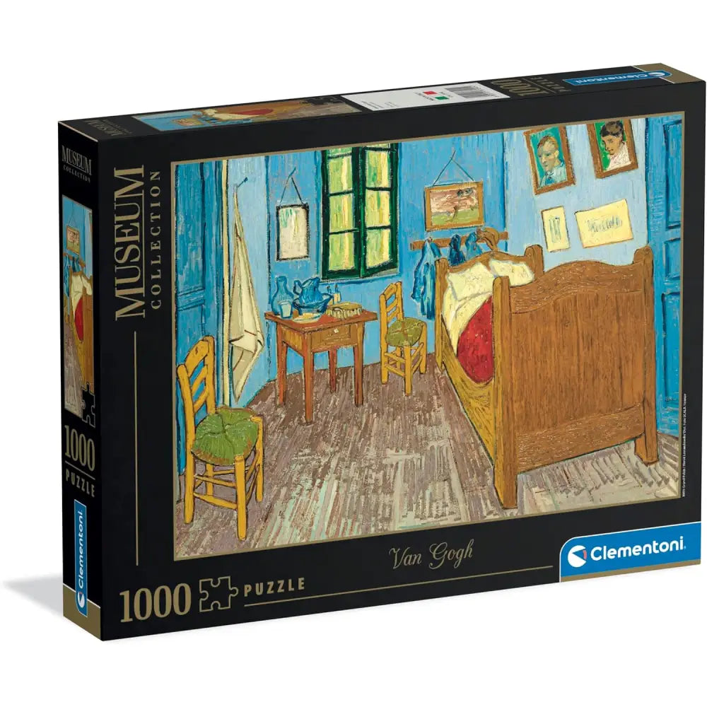 Puzzle van gogh 1000 pezzi con scatola nera e riproduzione di van gogh camera da letto dalle pareti blu vivaci