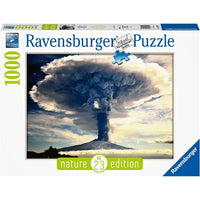 Scatola puzzle ravensburger 1000 pezzi vulcano etna nature edition con eruzione vulcanica e fumo scuro