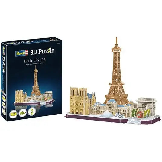 Puzzle 3d skyline parigi modello metallico dorato della skyline di parigi con torre eiffel e cattedrale di notre dame