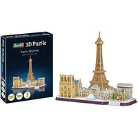 Puzzle 3d skyline parigi modello metallico dorato della skyline di parigi con torre eiffel e cattedrale di notre dame