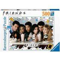 Puzzle 500 pezzi serie tv friends con cast iconico e sfondo di doodle colorati perfetto per gli appassionati puzzle cubi