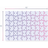 Puzzle 60 pezzi bat wheels con pezzi incastrabili da 62x42 cm sfumati dal viola al rosa vibrante