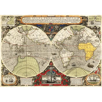 Puzzle 6000 pezzi antica mappa nautica con dettagli cartografici intricati e africa in giallo su tonalità seppia