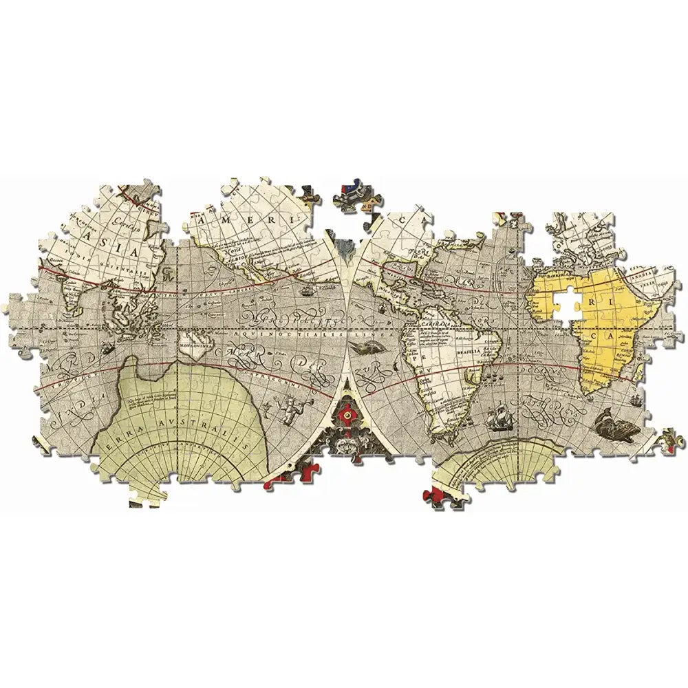 Puzzle 6000 pezzi con antica mappa nautica vintage in toni seppia e dettagli cartografici intricati