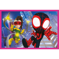 Puzzle cubi spidey clementoni con personaggio spider-man rosso e nero con occhi bianchi e dettagli rossi