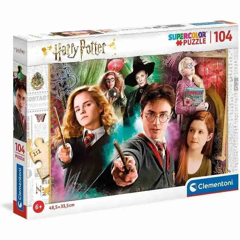 Puzzle harry potter clementoni 104 pezzi con illustrati colorati personaggi in uniforme di hogwarts