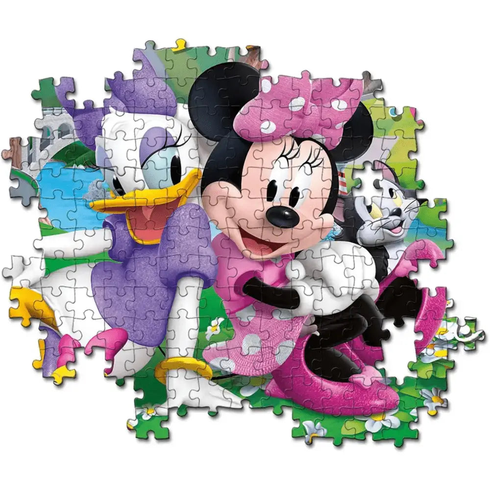 Puzzle maxi 104 pezzi minnie e paperina con minnie in vestito rosa e paperina ideale come regalo ideale