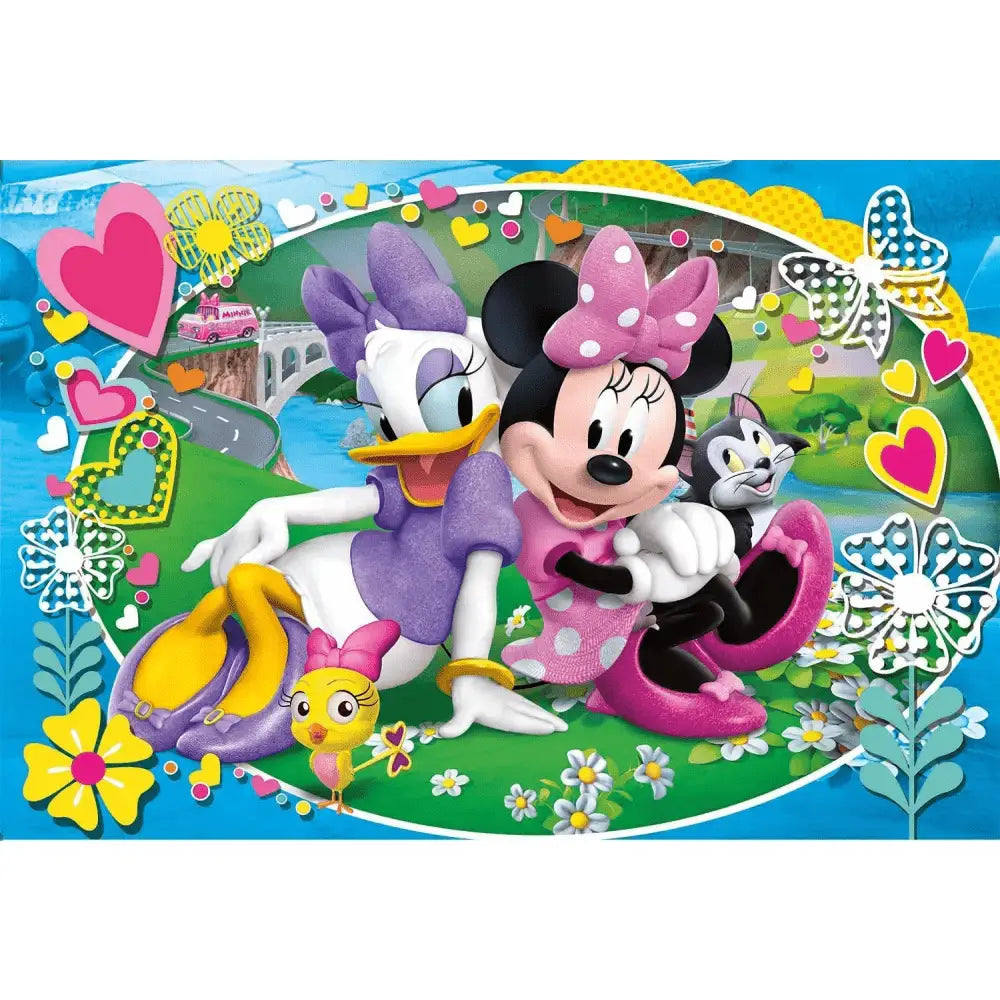 Puzzle maxi da 104 pezzi con minnie e paperina in stile cartone animato colorato regalo ideale per bambini