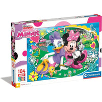 Puzzle maxi 104 pezzi minnie e paperina con colori vivaci rosa, viola e giallo ideale come regalo ideale