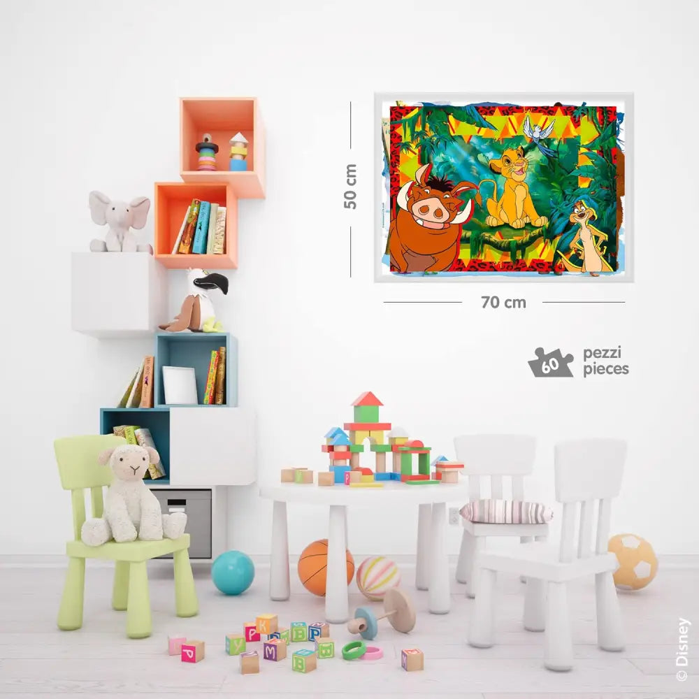 Puzzle maxi floor da 60 pezzi pezzi re leone disney classics colorato incorniciato e appeso a parete