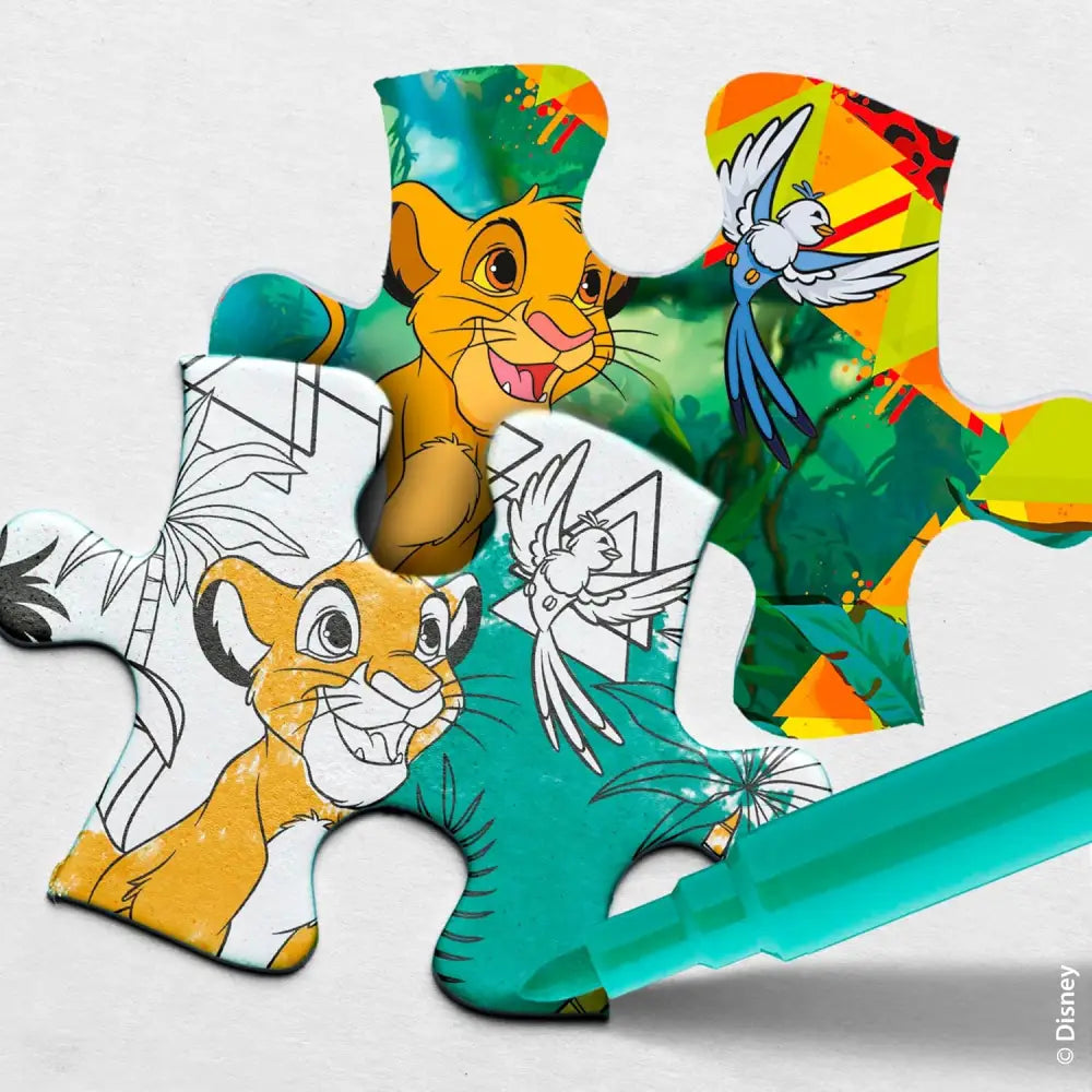 Colorati pezzi del puzzle maxi floor con personaggi animati dei pezzi re leone disney classici e simba e zazu colorati