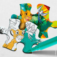 Colorati pezzi del puzzle maxi floor con personaggi animati dei pezzi re leone disney classici e simba e zazu colorati