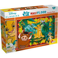 Puzzle maxi floor 60 pezzi re leone disney classics con doppia faccia in scatola colorata a tema giungla vibrante