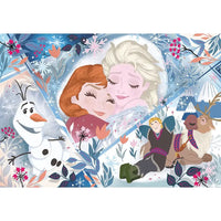 Poster illustrato e giocoso di puzzle maxi frozen disney 24 pezzi con elsa, anna, olaf, kristoff, sven e fiocchi di neve