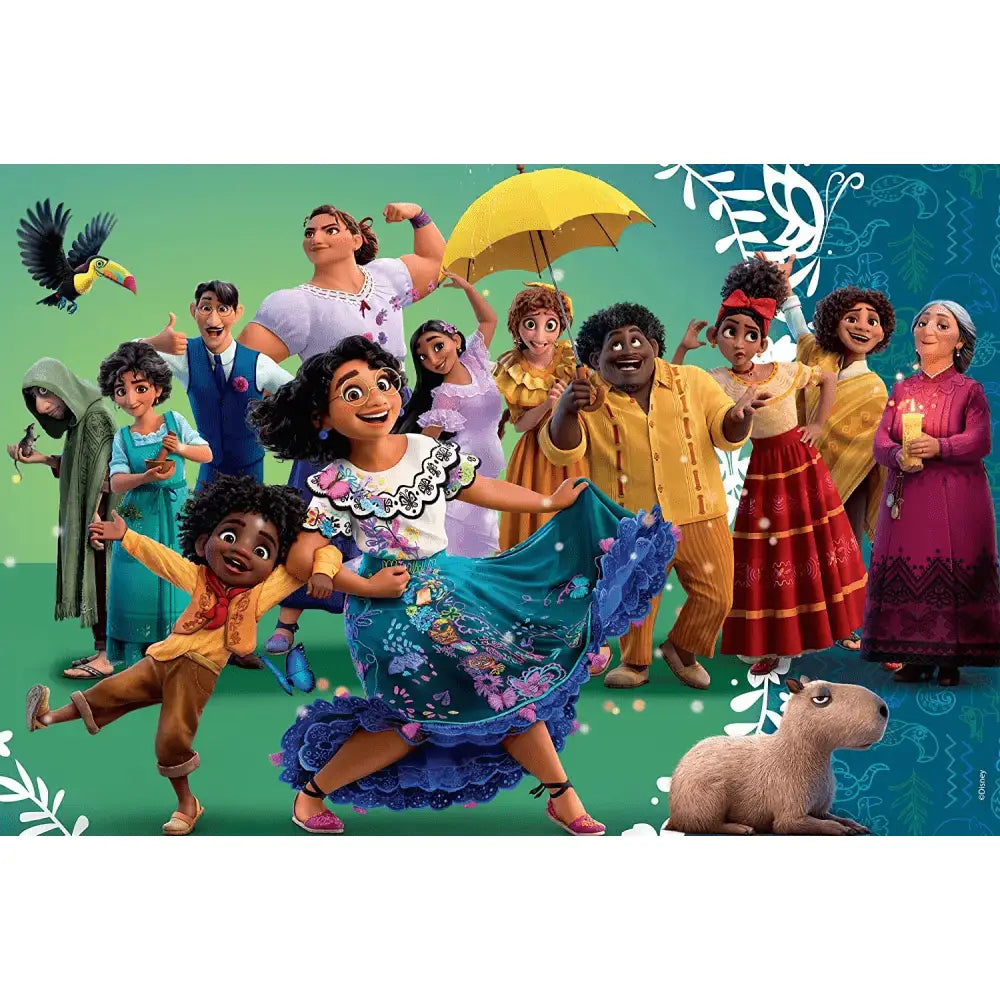 Puzzle maxifloor double face con personaggio disney del film encanto in abito blu con orlo svolazzante e pizzo bianco