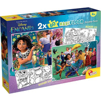Scatola puzzle maxifloor double face film disney encanto con due puzzle da 60 pezzi colorati e pagine da colorare in bianco e nero