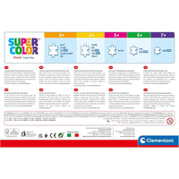 Chart età colorato per puzzle supercolor jurassic world 104 pezzi clementoni dai 3 ai 7+ anni
