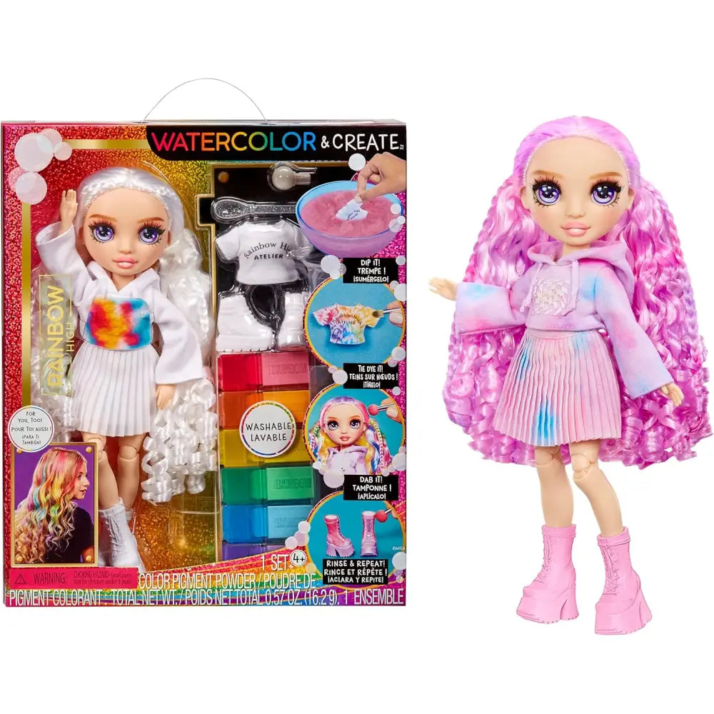 Rainbow High Watercolour & Create DIY Fashion Doll Occhi viola - mga - Bambole - 0035051507581
